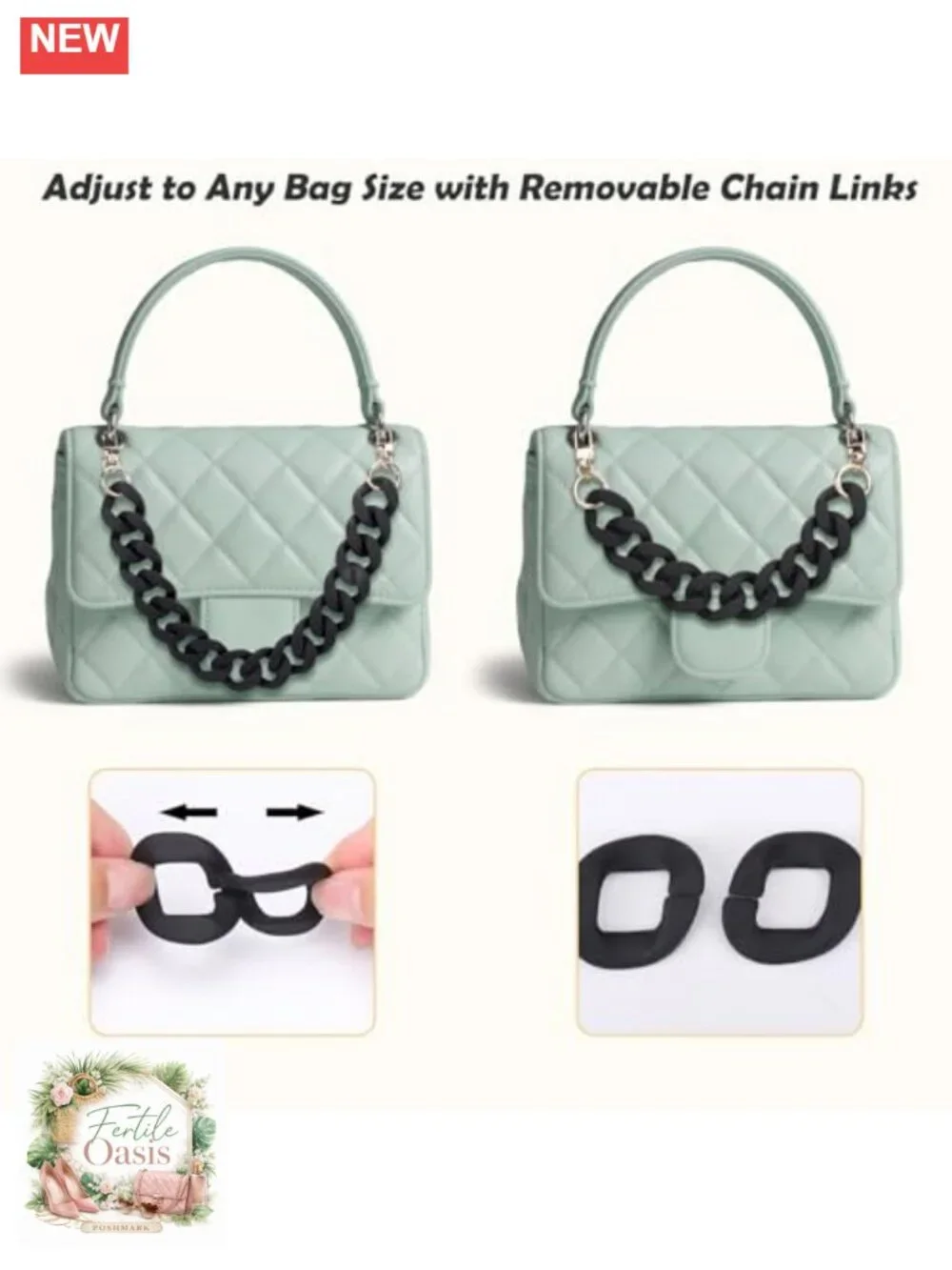 Acrylic Purse Charm Chain - Adjustable Bag Strap, DIY Handbag Accessory